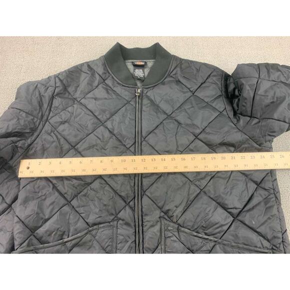 Dickies Diamond Quilted Jacket Men XL Black Nylon Bomber Jersey Lined Workwear - Picture 4 of 8